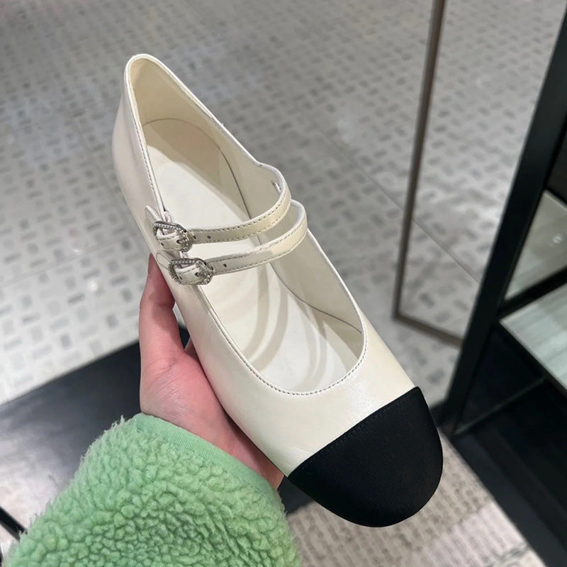 Damen Ballerinas mit doppeltem Riemen und funkelnden Schnallen R&B