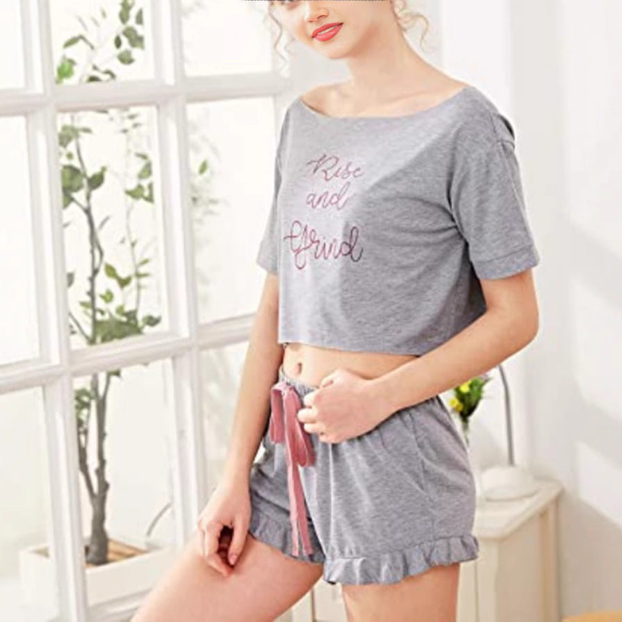 Damen Freizeit Schlafanzug Set mit aufgedrucktem Motiv R&B