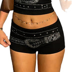 Damen Funkelnde Glitzer-Shorts im sportlichen Design R&B