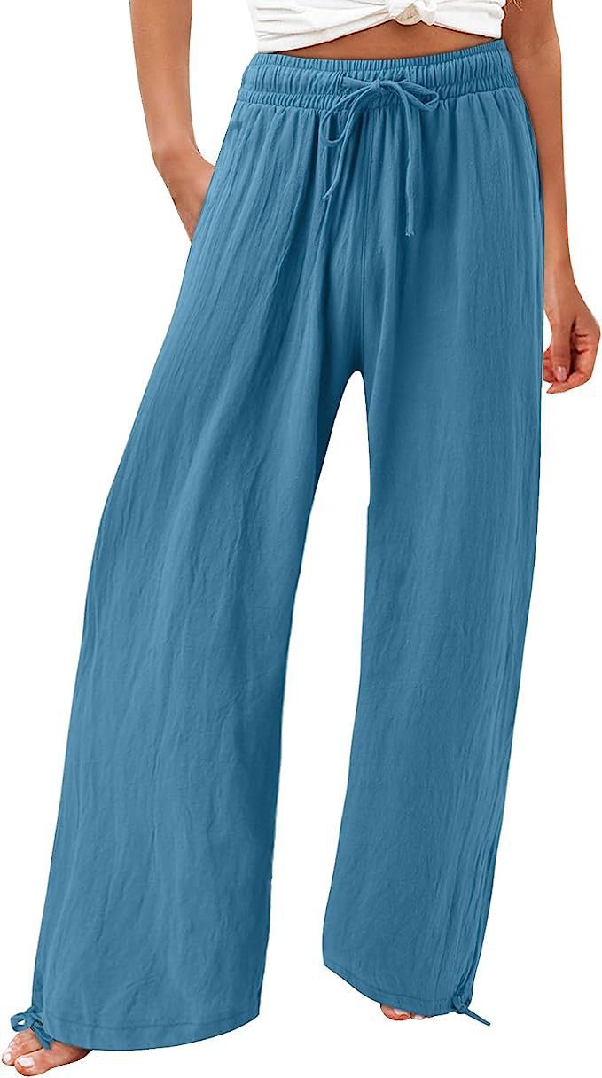 Damen lässige weit geschnittene Sommerhose mit elastischem Bund und praktischen Seitentaschen R&B