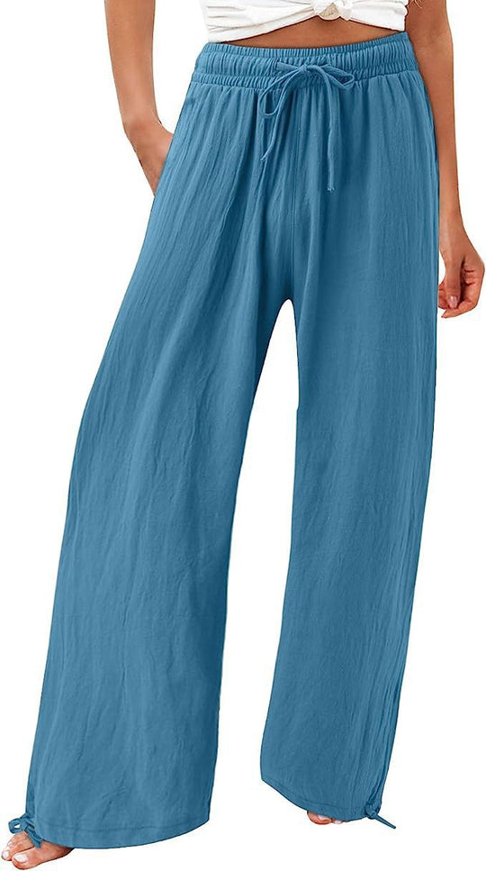 Damen lässige weit geschnittene Sommerhose mit elastischem Bund und praktischen Seitentaschen R&B