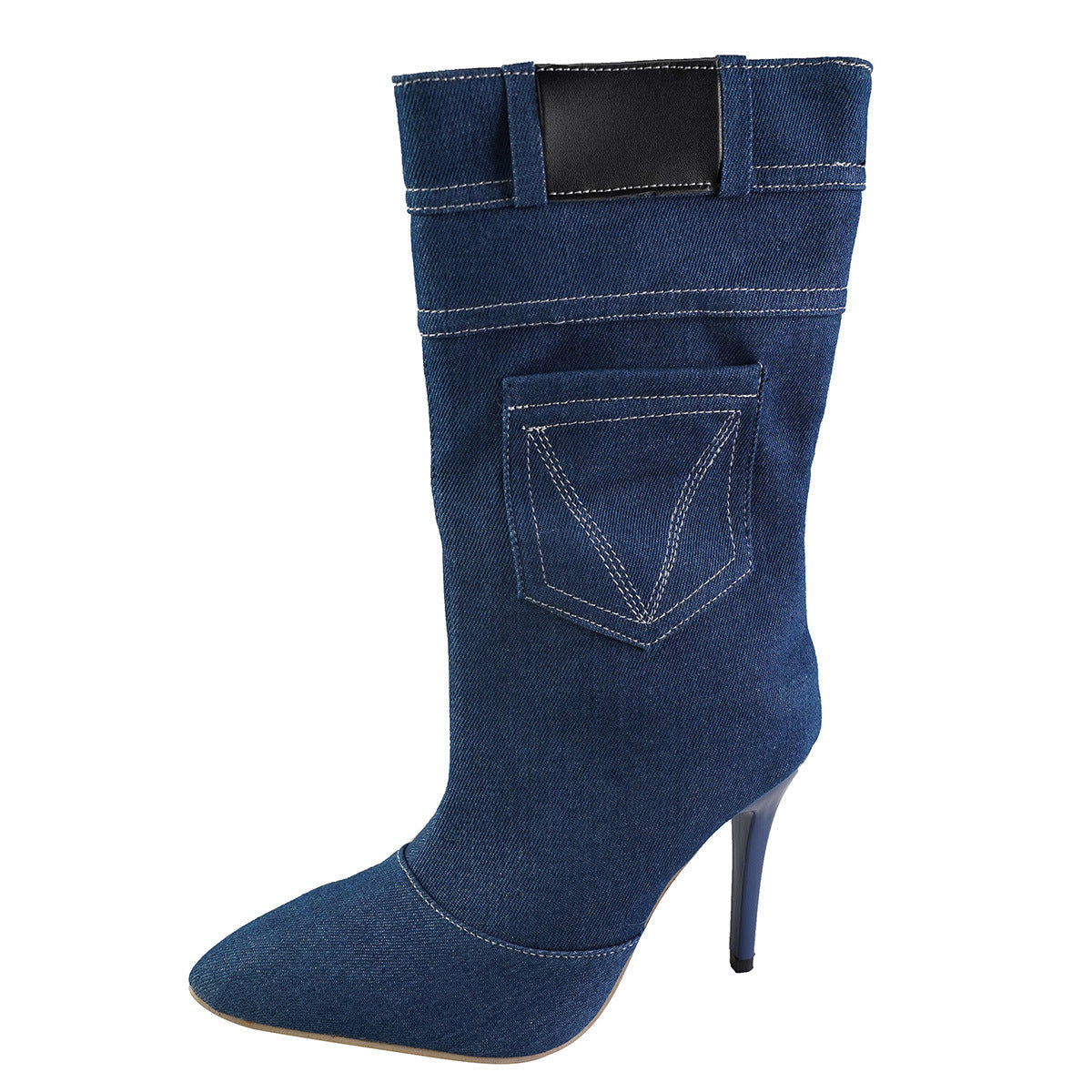 Damen Overknee-Stiefel aus hochwertigem Denim mit elegantem Absatz R&B