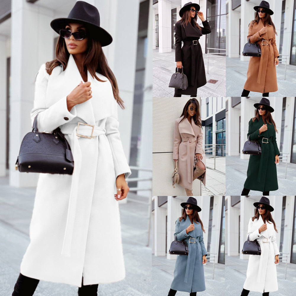 Damen Eleganter Trenchcoat mit Gürtel und strukturiertem Stoff R&B