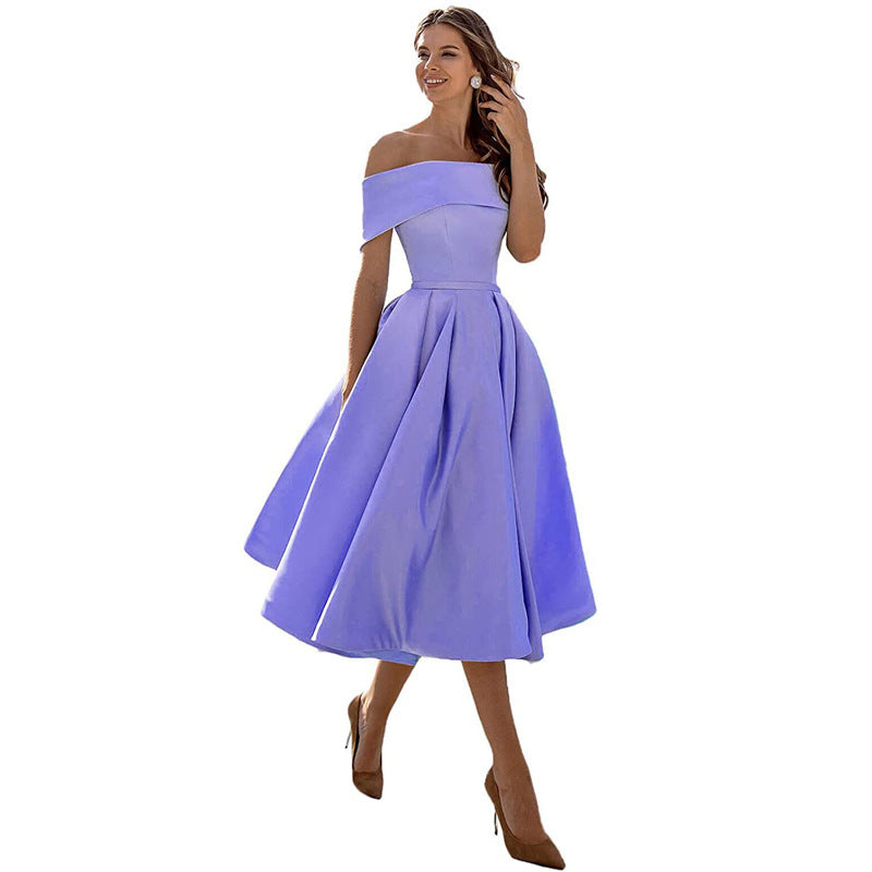 R&B | Legere Mode Satin Cocktailkleid Ohne Träger