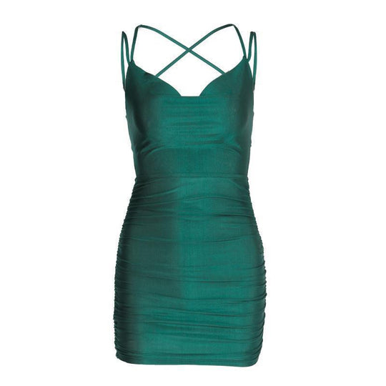 Damen Elegantes Satin-Kleid mit Raffungen R&B