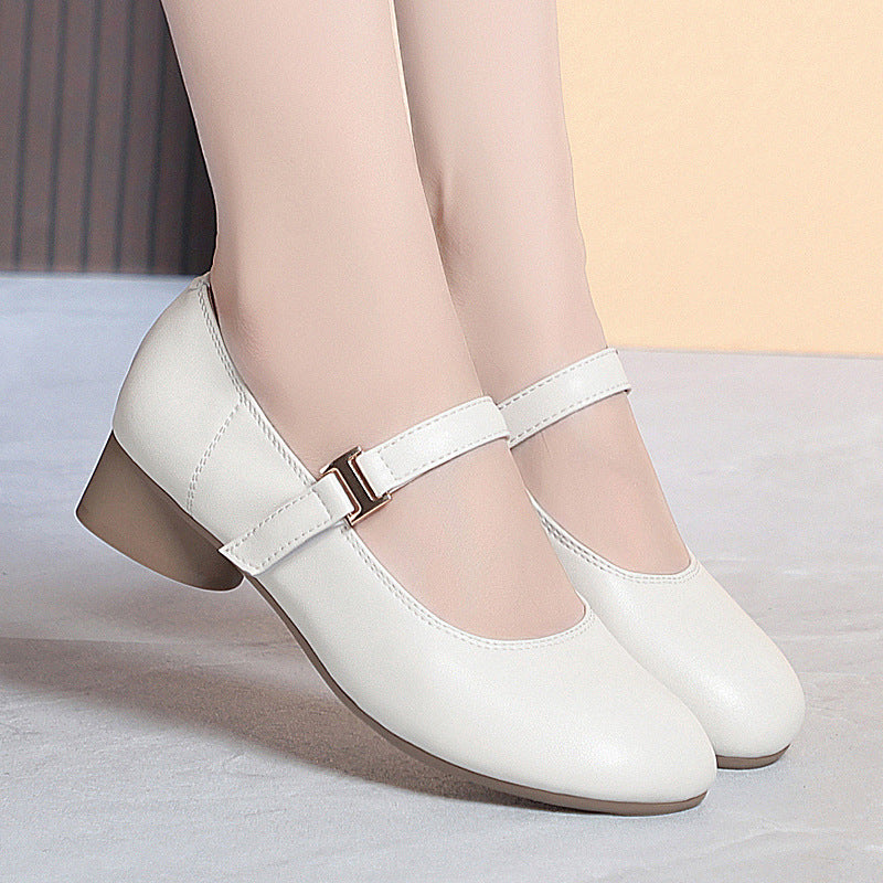 Damen Mary Jane Ballerinas mit verstellbarem Riemen und bequemem Blockabsatz R&B