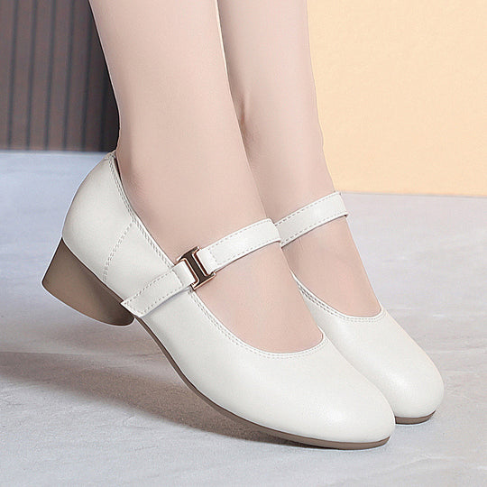 Damen Mary Jane Ballerinas mit verstellbarem Riemen und bequemem Blockabsatz R&B