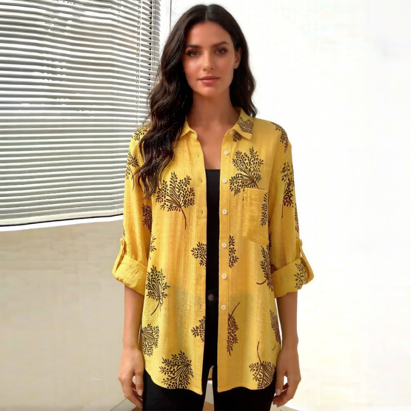 Damen Blusenshirt mit blumigem Motiv und legerem Schnitt R&B