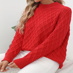 Damen Strickpullover mit Rautenstruktur und Rollkragen R&B
