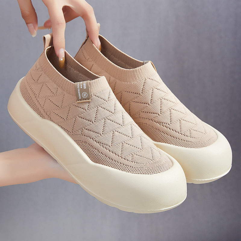 Damen Bequeme Slip-On Sneakers mit flexiblem Strickdesign R&B