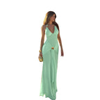 Damen Maxikleid mit raffiniertem Wickeldesign und verführerischem V-Ausschnitt R&B