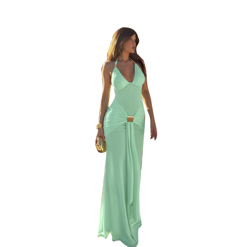 Damen Maxikleid mit raffiniertem Wickeldesign und verführerischem V-Ausschnitt R&B