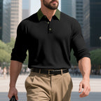Herren lässiges Langarm-T-Shirt mit strukturiertem Stoff und modischem Kragen R&B