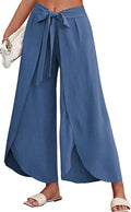 Damen Weite Sommerhose aus leichtem, atmungsaktivem Stoff mit Bindegürtel R&B