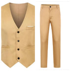 Herren nan elegante Satinweste mit V-Ausschnitt und schmal geschnittene Anzughose R&B