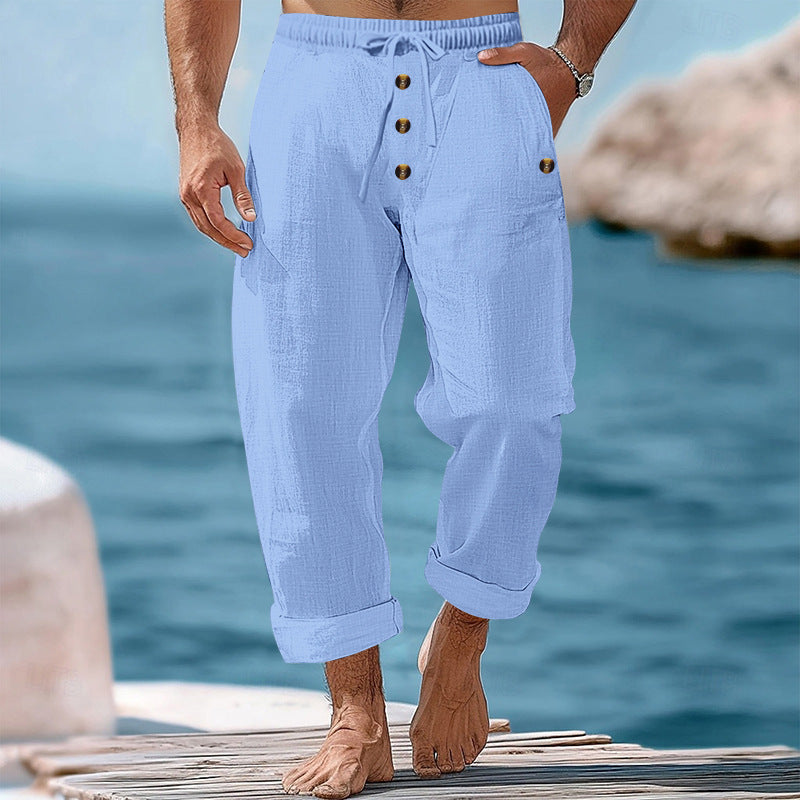 Herren lockere Strandhose mit verstellbarem Kordelzug und praktischen Seitentaschen R&B