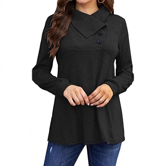 Damen Lässiges Oberteil mit asymmetrischem Kragen und Knopfdetail R&B