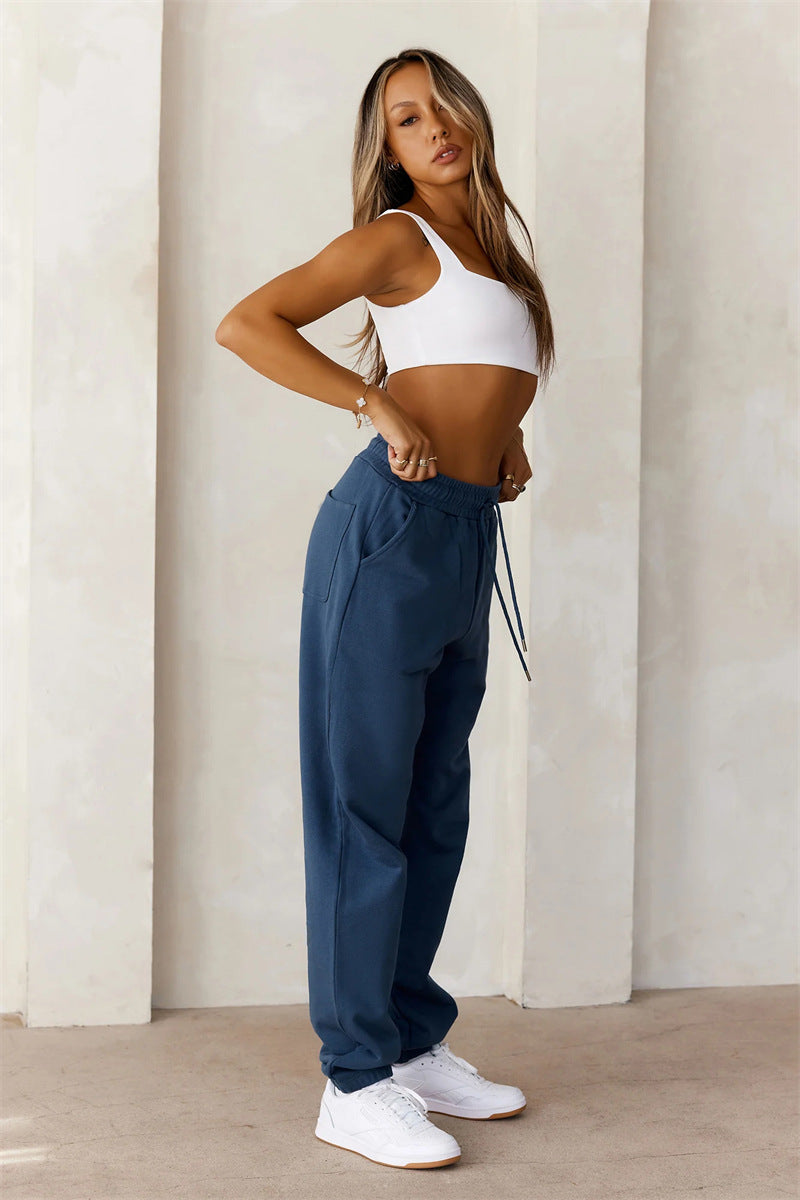 Damen Sportliches Crop-Top und Bequeme Sweathose Set R&B