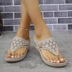 Damen Zehentrenner-Sandalen mit floralem Design R&B