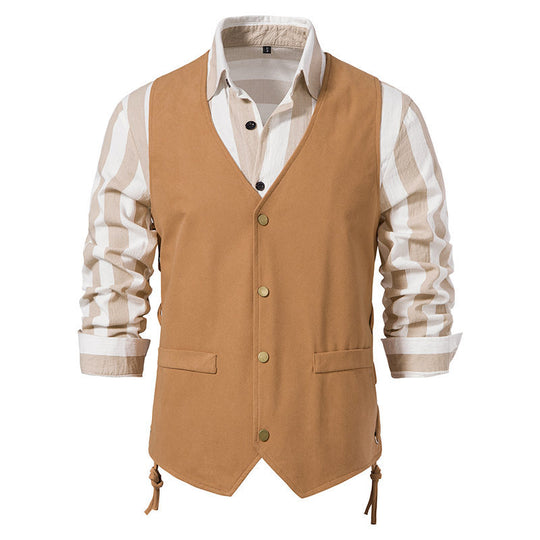 Herren elegante Weste mit feinem Stoff und praktischen Taschen R&B