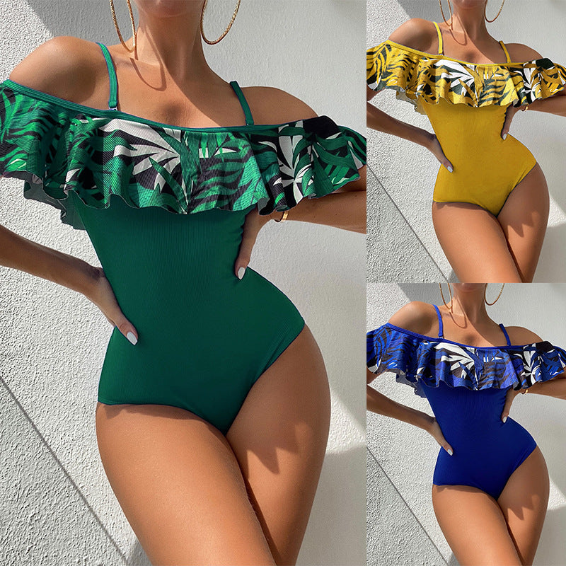 Damen Badeanzug mit floralem Volant R&B