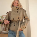 Damen Modische Trenchjacke mit tailliertem Schnitt und praktischen Taschen