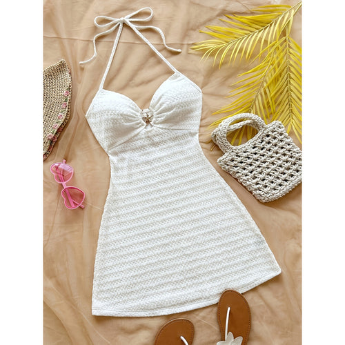 Damen Strandkleid mit raffinierten Trägern und dekorativem Schlitz R&B