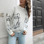 R&B | Verspielter Strickpullover Mit Katzenmuster