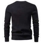 Herren nan gerippter Langarm-Henleypullover mit Stehkragen, feinem Rippstrick und schmaler Passform R&B