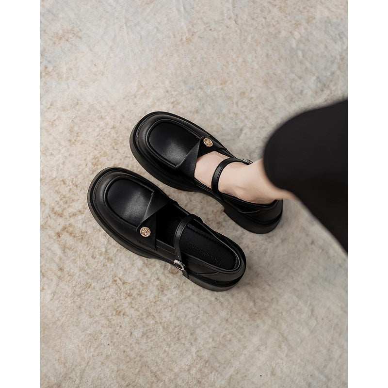 Damen elegante Mary Jane Loafers mit modischem Riemchen und komfortablem Fußbett R&B