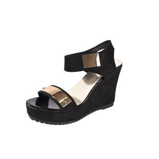Damen nan Keilabsatz-Sandalette mit Plateau und metallischen Details R&B