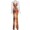 Damen Maxikleid mit raffinierten Drapierungen und tiefem Schlitz R&B