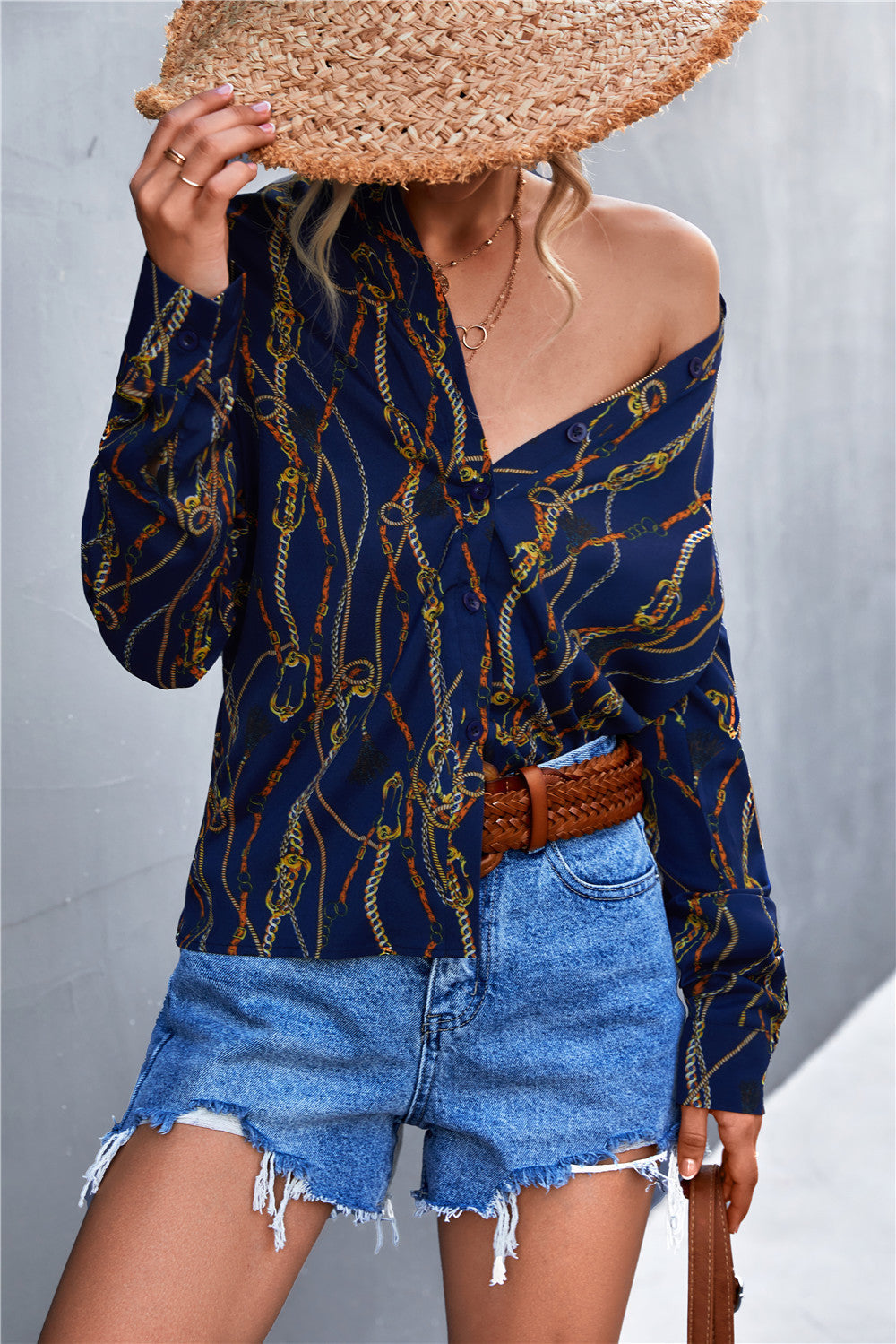 Damen Bluse mit schickem Kettenmuster R&B