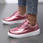 Damen Glänzende Sneakers mit dämpfender Sohle und atmungsaktivem Innenfutter