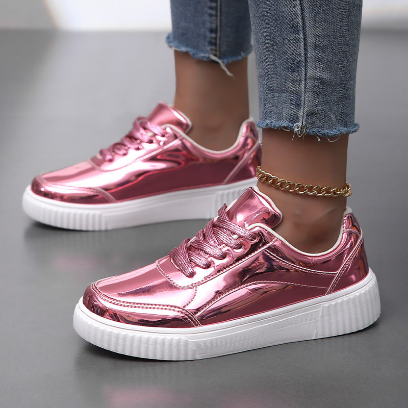 Damen Glänzende Sneakers mit dämpfender Sohle und atmungsaktivem Innenfutter
