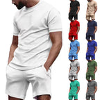 Herren nan minimalistisches Jersey-Ensemble mit bequemem Rundhalsshirt und elastischer Tunnelzug-Kurzhose R&B