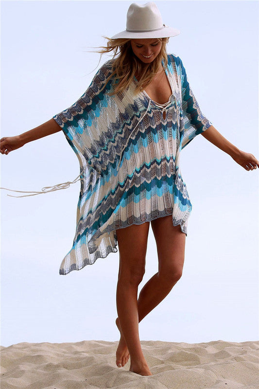 Damen lässiger Beachcover-Up mit flechtartigem Design R&B