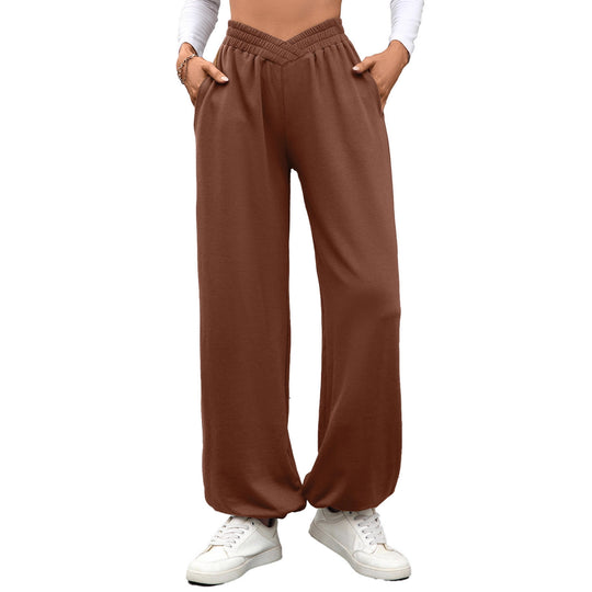 Damen bequeme Palazzo-Hose mit elastischem Bund und Seitentaschen R&B