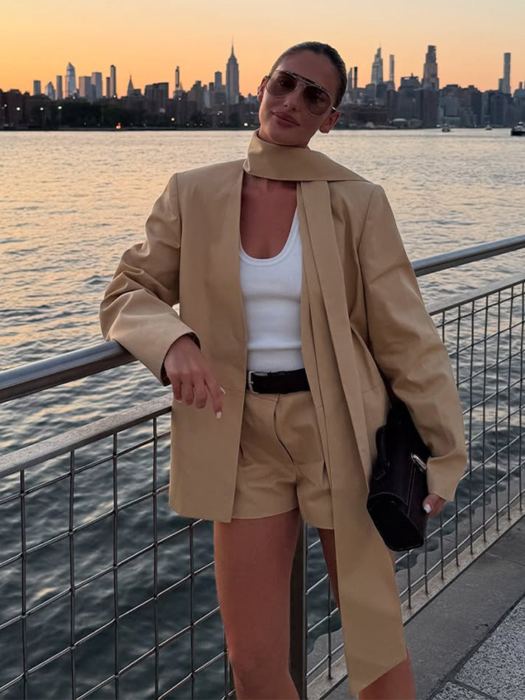 Damen Anzugjacke mit raffinierter Schluppe und weichem Schnitt R&B