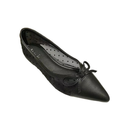 Damen elegante Ballerinas mit modischem Tiefe-Ausschnitt und verspieltem Schleifenakzent R&B