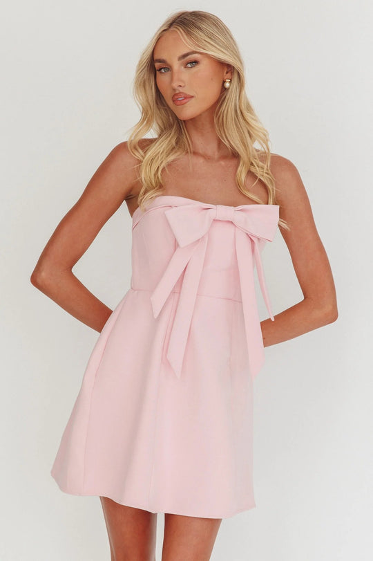 Damen Charmantes Mini-Kleid mit raffiniertem Schleifen-Detail R&B