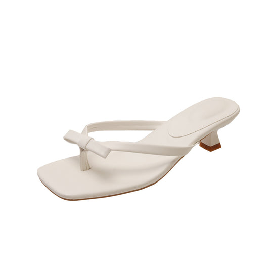 Damen flache Zehentrenner-Sandalen mit elegantem Schleifen-Detail R&B