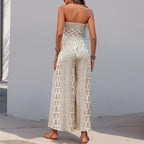 Damen Jumpsuit mit Bandeau-Oberteil und weiten Beinen R&B