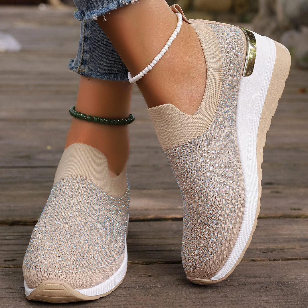 Damen modische und komfortable Sneakers mit Glitzer-Applikationen R&B