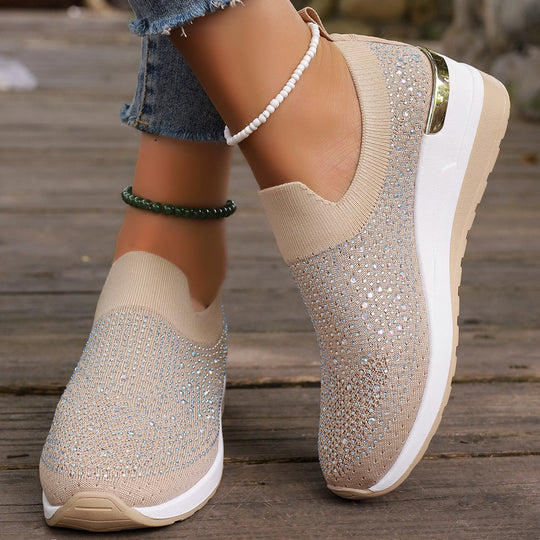 Damen modische und komfortable Sneakers mit Glitzer-Applikationen R&B