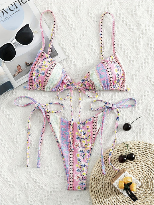 Damen Triangel-Bikini mit verspieltem Design und verstellbaren Trägern R&B