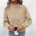 Damen Sweatjacke mit Stehkragen und strukturierter Oberfläche R&B