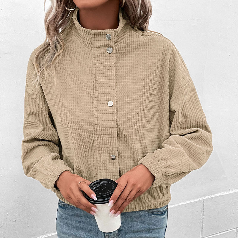 Damen Sweatjacke mit Stehkragen und strukturierter Oberfläche R&B