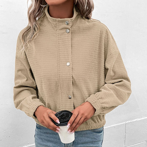 Damen Sweatjacke mit Stehkragen und strukturierter Oberfläche R&B