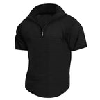 Herren konvertible Kurzarmjacke mit Reißverschluss und strukturiertem Design R&B